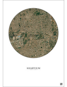 Affiche Khartoum – Poster vue satellite 2.5km Couleur | Gravura – Fond clair