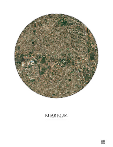 Affiche Khartoum – Poster vue satellite 2.5km Couleur | Gravura – Fond clair