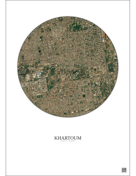 Affiche Khartoum – Poster vue satellite 2.5km Couleur | Gravura – Fond clair