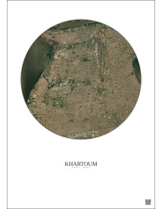 Affiche Khartoum – Poster vue satellite 6km Couleur | Gravura – Fond clair