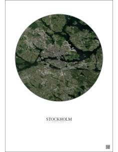 Affiche Stockholm – Poster vue satellite 10km Couleur | Gravura – Fond clair