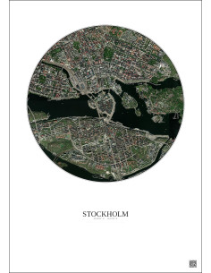 Affiche Stockholm – Poster vue satellite 2.5km Couleur | Gravura – Fond clair