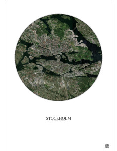Affiche Stockholm – Poster vue satellite 6km Couleur | Gravura – Fond clair
