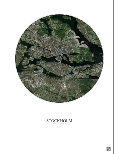 Stockholm Satellite View Poster 6km Color | Gravura – Light background