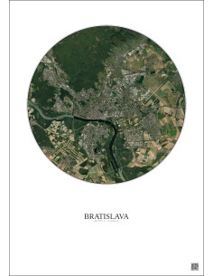 Affiche Bratislava – Poster vue satellite 10km Couleur | Gravura – Fond clair