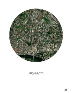 Affiche Bratislava – Poster vue satellite 2.5km Couleur | Gravura – Fond clair