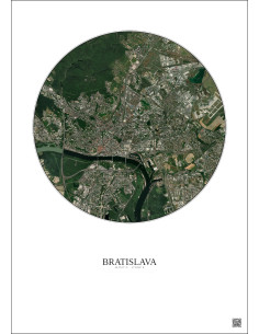 Affiche Bratislava – Poster vue satellite 6km Couleur | Gravura – Fond clair