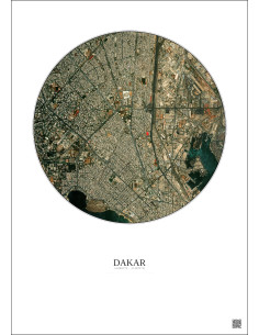 Affiche Dakar – Poster vue satellite 2.5km Couleur | Gravura – Fond clair