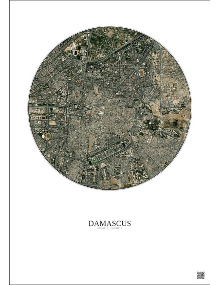 Damascus Satellite View Poster 2.5km Color | Gravura – Light background