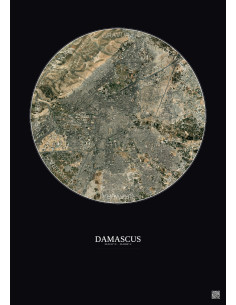 Affiche Damascus – Poster vue satellite 6km Couleur | Gravura – Fond foncé
