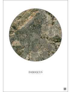 Affiche Damascus – Poster vue satellite 6km Couleur | Gravura – Fond clair