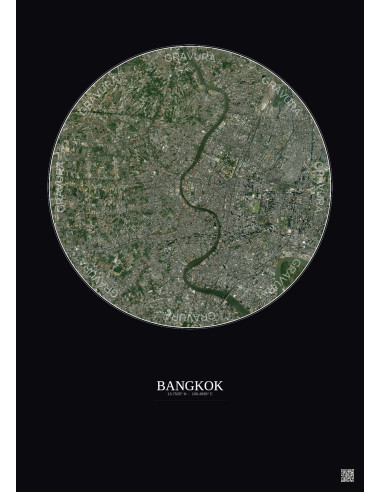 Bangkok Satellite View Poster 10km Color | Gravura – Dark background