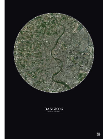 Bangkok Satellite View Poster 10km Color | Gravura – Dark background
