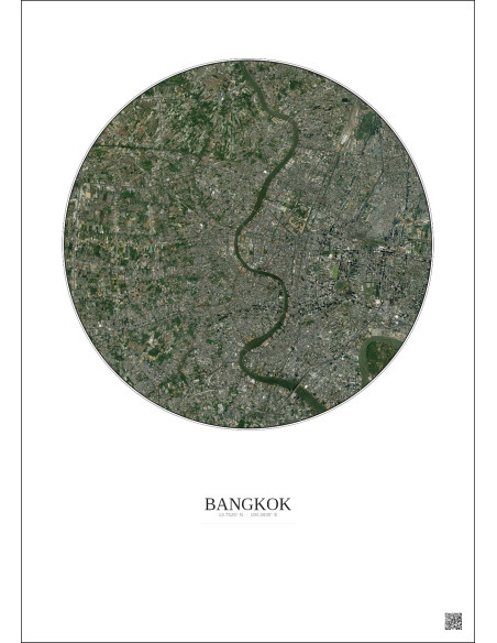 Bangkok Satellite View Poster 10km Color | Gravura – Light background