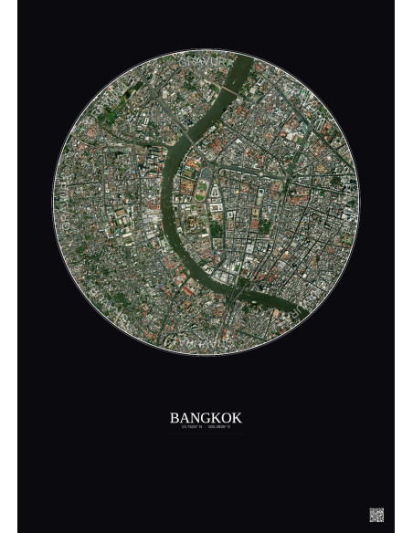 Bangkok Satellite View Poster 2.5km Color | Gravura – Dark background