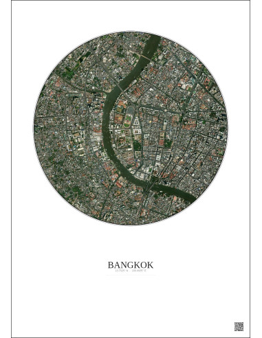 Bangkok Satellite View Poster 2.5km Color | Gravura – Light background