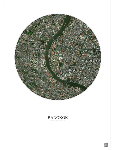 Bangkok Satellite View Poster 2.5km Color | Gravura – Light background