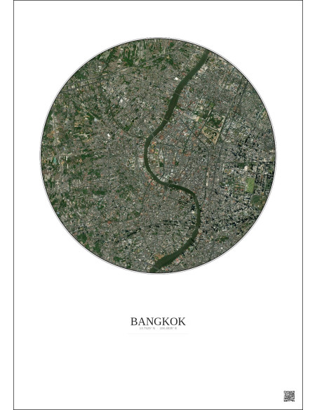 Bangkok Satellite View Poster 6km Color | Gravura – Light background