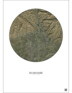 Affiche Dushanbe – Poster vue satellite 10km Couleur | Gravura – Fond clair