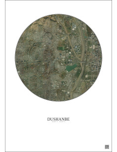 Affiche Dushanbe – Poster vue satellite 2.5km Couleur | Gravura – Fond clair