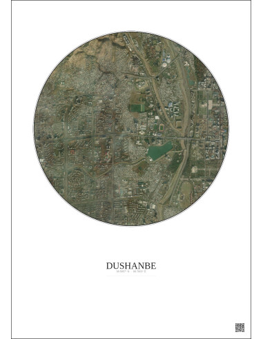 Dushanbe Satellite View Poster 2.5km Color | Gravura – Light background