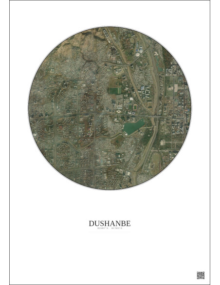 Dushanbe Satellite View Poster 2.5km Color | Gravura – Light background