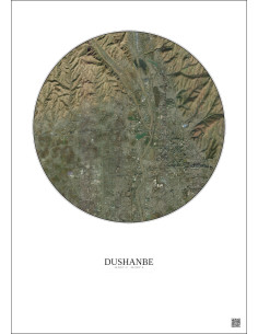 Affiche Dushanbe – Poster vue satellite 6km Couleur | Gravura – Fond clair