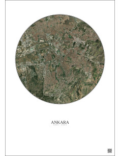 Affiche Ankara – Poster vue satellite 10km Couleur | Gravura – Fond clair