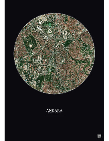 Affiche Ankara – Poster vue satellite 2.5km Couleur | Gravura – Fond foncé