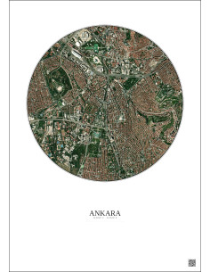 Affiche Ankara – Poster vue satellite 2.5km Couleur | Gravura – Fond clair