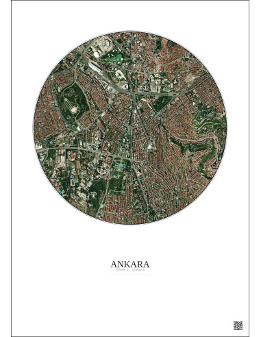Affiche Ankara – Poster vue satellite 2.5km Couleur | Gravura – Fond clair