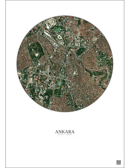 Affiche Ankara – Poster vue satellite 2.5km Couleur | Gravura – Fond clair