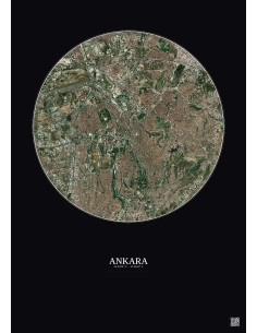 Ankara Satellite View Poster 6km Color | Gravura – Dark background
