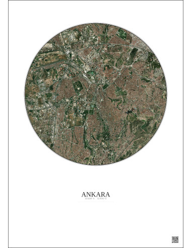 Ankara Satellite View Poster 6km Color | Gravura – Light background