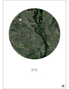 Affiche Kyiv – Poster vue satellite 10km Couleur | Gravura – Fond clair
