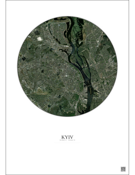 Kyiv Satellite View Poster 10km Color | Gravura – Light background