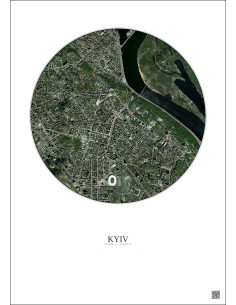 Affiche Kyiv – Poster vue satellite 2.5km Couleur | Gravura – Fond clair