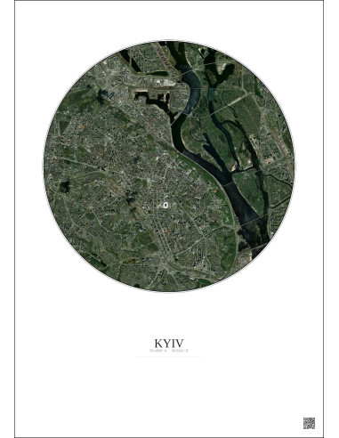 Kyiv Satellite View Poster 6km Color | Gravura – Light background