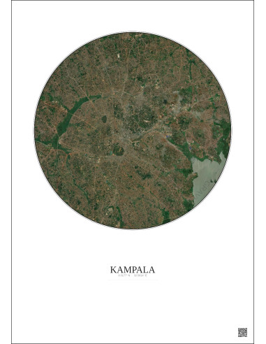Affiche Kampala – Poster vue satellite 10km Couleur | Gravura – Fond clair