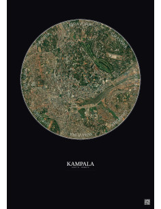 Affiche Kampala – Poster vue satellite 2.5km Couleur | Gravura – Fond foncé