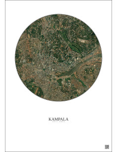 Affiche Kampala – Poster vue satellite 2.5km Couleur | Gravura – Fond clair