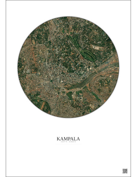 Affiche Kampala – Poster vue satellite 2.5km Couleur | Gravura – Fond clair