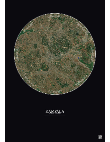 Kampala Satellite View Poster 6km Color | Gravura – Dark background