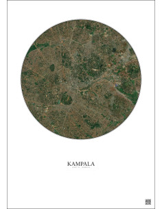 Affiche Kampala – Poster vue satellite 6km Couleur | Gravura – Fond clair