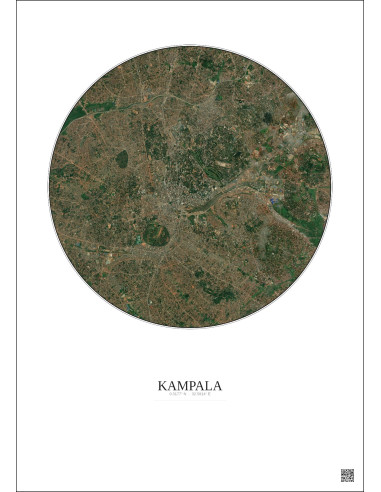 Affiche Kampala – Poster vue satellite 6km Couleur | Gravura – Fond clair