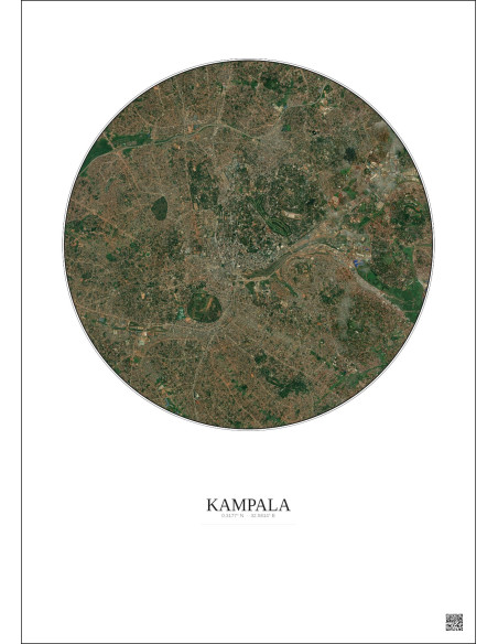 Affiche Kampala – Poster vue satellite 6km Couleur | Gravura – Fond clair