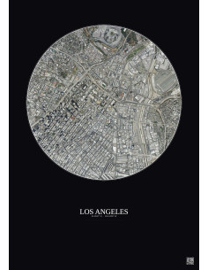 Affiche Los Angeles – Poster vue satellite 2.5km Couleur | Gravura – Fond foncé