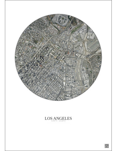 Affiche Los Angeles – Poster vue satellite 2.5km Couleur | Gravura – Fond clair
