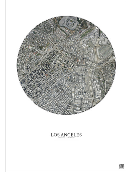 Affiche Los Angeles – Poster vue satellite 2.5km Couleur | Gravura – Fond clair
