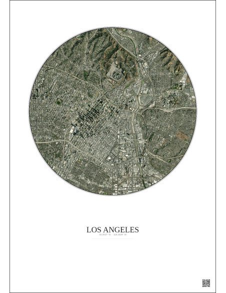 Affiche Los Angeles – Poster vue satellite 5km Couleur | Gravura – Fond clair